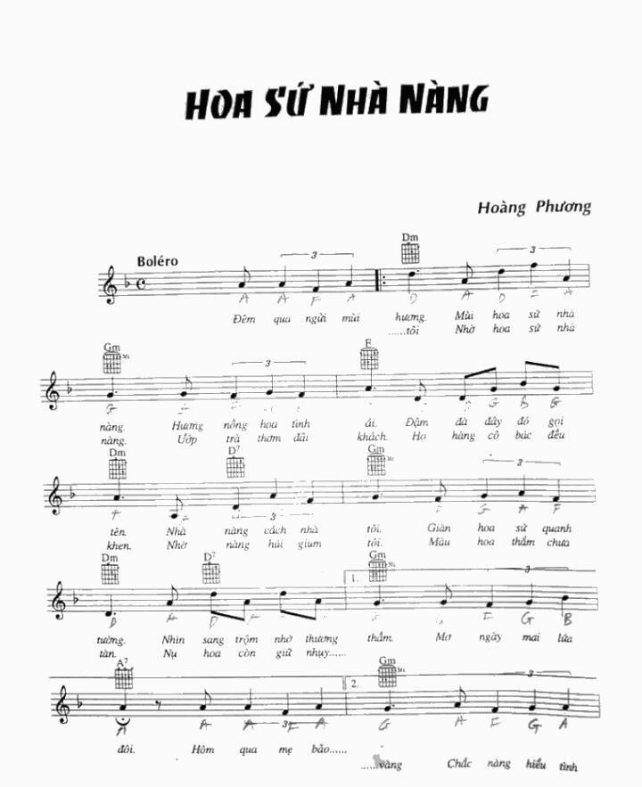 Sheet nhạc Hoa Sứ Nhà Nàng